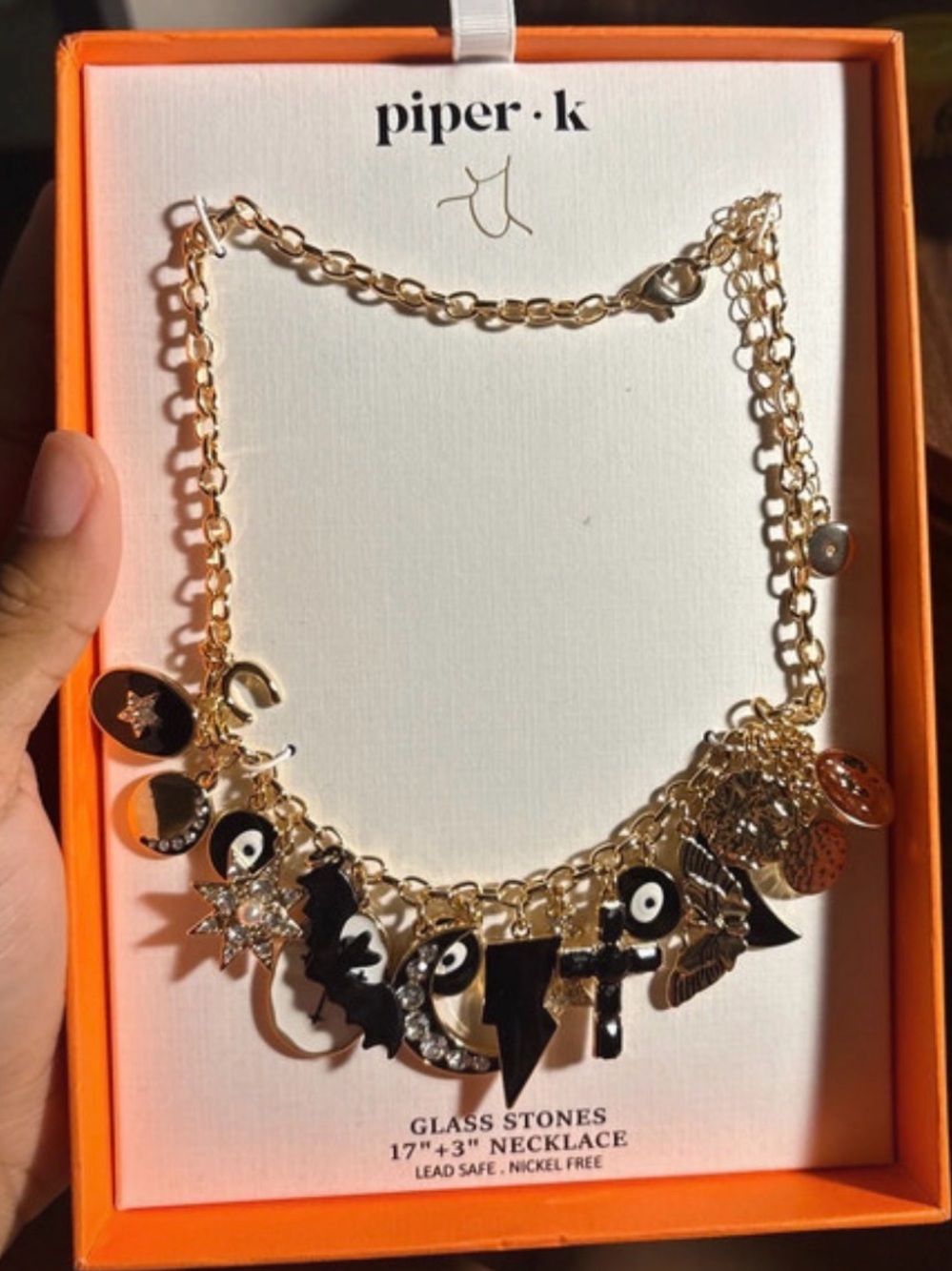 PIPER K Halloween Celestial Heavens Myth Multiple Charms Heavy Necklace NEW NWT